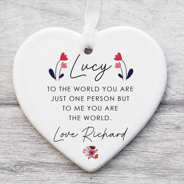 Custom Floral Heart Keepsake - Anniversary Love Bauble - Elegant Decor - DENMARY